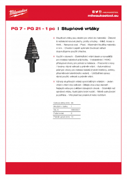 MILWAUKEE Step Drills PG 7 - PG 21 48899321 A4 PDF