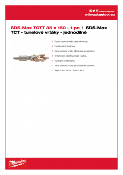 MILWAUKEE SDS-Max TCT Tunnel Drills  4932430740 A4 PDF