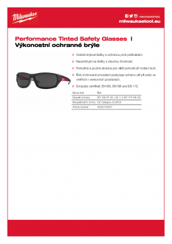 MILWAUKEE Performance Safety Glasses Tónované pracovní bezpečnostní brýle - 1 ks 4932471884 A4 PDF