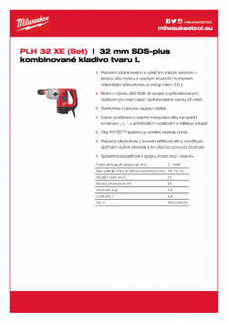 MILWAUKEE PLH 32 32 mm SDS-plus kombinované kladivo 4933400062 A4 PDF