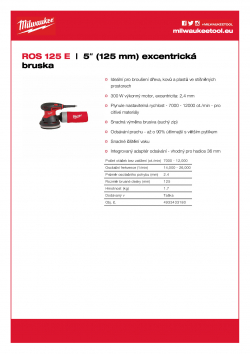 MILWAUKEE ROS 125 E 125 mm excentrická bruska 4933433180 A4 PDF