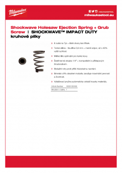 MILWAUKEE Shockwave Holesaws Vyhazovací pružina a přítlačný šroub. 4932430466 A4 PDF