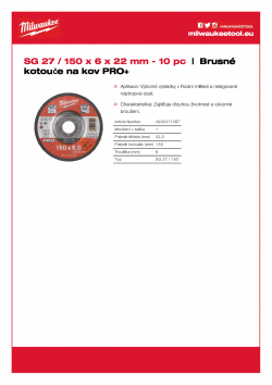 MILWAUKEE Metal Grinding Discs SG 27 / 150 4932471387 A4 PDF