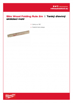 MILWAUKEE Slim Wood Folding Rule Tenký dřevěný skládací metr 4932459303 A4 PDF