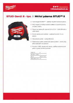 MILWAUKEE Tape Measure STUD 2 STUD Gen2 8 m 4932471627 A4 PDF