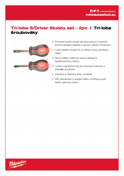 MILWAUKEE Tri-lobe Screwdrivers Tri-lobe šroubováky sada 2 ks 4932471810 A4 PDF