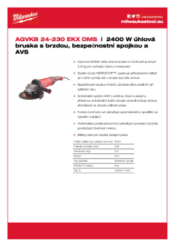MILWAUKEE AGVKB 24 2400 W velká úhlová bruska s AVS 4933471463 A4 PDF