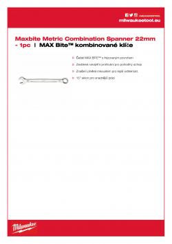MILWAUKEE Maxbite Spanner 22 mm MAX Bite™ kombinované klíče 4932471530 A4 PDF