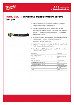 MILWAUKEE ISHL-LED Alkalická bezpečnostní čelová lampa 4933478112 A4 PDF