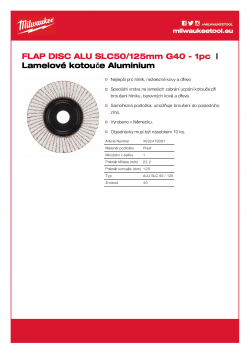 MILWAUKEE Flap discs Aluminum ALU SLC 50/125 G40 4932479091 A4 PDF