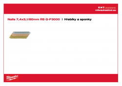 MILWAUKEE Nails Hřebíky s hlavou ve tvaru D 7,4 × 3,1 / 80 mm / 34° RS G - 3 000 4932478403 A4 PDF