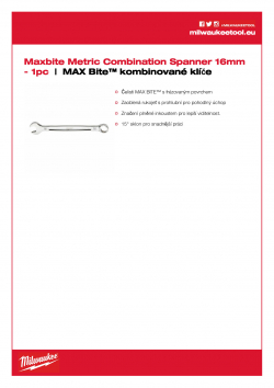 MILWAUKEE Maxbite Spanner 16 mm MAX Bite™ kombinované klíče 4932471524 A4 PDF