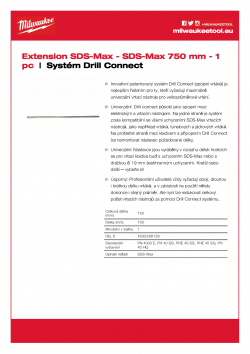 MILWAUKEE SDS-Max Drill Connect Prodloužení SDS-Max 4932399129 A4 PDF