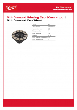 MILWAUKEE M14 Diamond Cup Wheel Diamantový brusný kotouč 4932479079 A4 PDF
