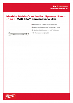 MILWAUKEE Maxbite Spanner 21 mm MAX Bite™ kombinované klíče 4932471529 A4 PDF