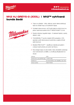 MILWAUKEE M12 HJ GREY5 M12™ vyhřívaná bunda šedá 4933479363 A4 PDF