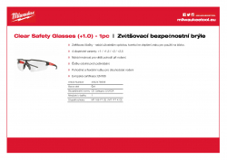 MILWAUKEE Magnified Safety Glasses Čiré zvětšovací bezpečnostní brýle (+1) 4932478909 A4 PDF