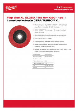 MILWAUKEE Flap discs CERA TURBO XL SLC XL 50/115 G80 4932478948 A4 PDF