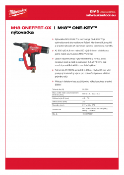 MILWAUKEE M18 ONEFPRT M18™ ONE-KEY™ nýtovačka 4933478601 A4 PDF
