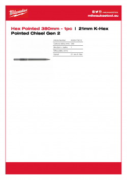 MILWAUKEE 21mm K-Hex Pointed Chisel Gen 2  4932479212 A4 PDF