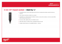 MILWAUKEE ¼" impact sockets - deep Průmyslová hlavice 4 mm ¼″ - prodloužená 4932472283 A4 PDF