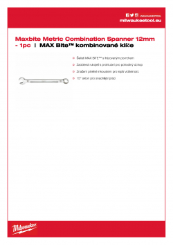 MILWAUKEE Maxbite Spanner 12 mm MAX Bite™ kombinované klíče 4932471520 A4 PDF