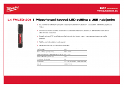 MILWAUKEE L4 FMLED Připevňovací kovová LED svítilna s USB nabíjením 4933478113 A4 PDF