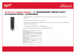 MILWAUKEE ¼" impact sockets - deep Průmyslová hlavice 10 mm ¼″ - prodloužená 4932478004 A4 PDF