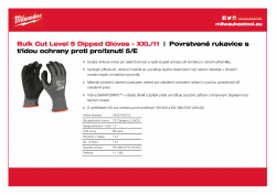 MILWAUKEE Cut Level 5 Gloves Povrstvené rukavice s třídou ochrany proti proříznutí 5/E velké balení XXL/11 4932479019 A4 PDF