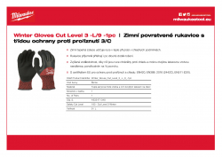 MILWAUKEE Winter Level 3 Gloves Zimní povrstvené rukavice s třídou ochrany proti proříznutí 3/C - L/ 9 - 1ks 4932471348 A4 PDF
