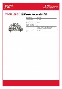 MILWAUKEE Chain Knocker SD 75 mm řetězová koncovka ke spirálám 16 mm a 20 mm 48532837 A4 PDF