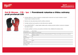 MILWAUKEE Cut B Gloves Povrstvené rukavice s třídou ochrany proti proříznutí 2/B- S/7 - 1- S/7 - 1 ks 4932479906 A4 PDF