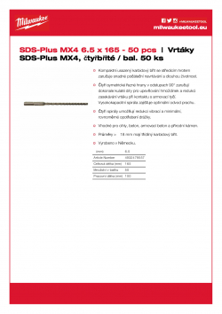 MILWAUKEE SDS-Plus MX4 - 4 Cut / 50 pack  4932479557 A4 PDF
