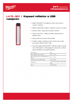MILWAUKEE L4 FL Kapesní reflektor s USB nabíjením 4933479763 A4 PDF