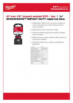 MILWAUKEE 1/2" impact sockets - std II  4932480321 A4 PDF