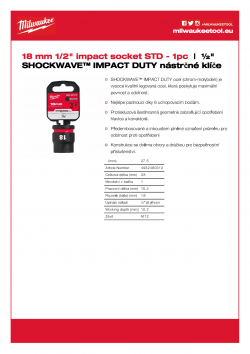 MILWAUKEE 1/2" impact sockets - std II  4932480312 A4 PDF