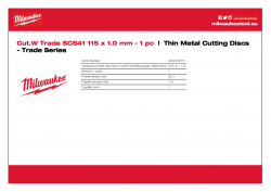 MILWAUKEE Thin Metal Cutting Discs - Trade Series  4932479577 A4 PDF