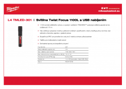 MILWAUKEE L4 TMLED Svítilna Twist Focus 1100L s USB nabíjením 4933479769 A4 PDF