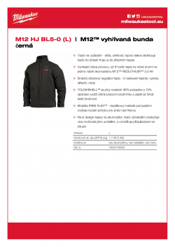 MILWAUKEE M12 HJ BL5 M12™ vyhřívaná bunda černá 4933478969 A4 PDF