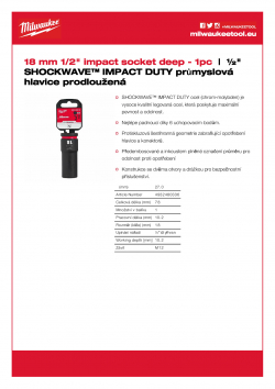 MILWAUKEE 1/2" impact sockets - deep II  4932480336 A4 PDF