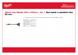 MILWAUKEE 30 mm Hex Spade Chisel Rycí sekáč s upínáním Hex 30 mm 4932479244 A4 PDF