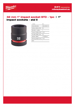 MILWAUKEE 1" impact sockets - std II  4932480410 A4 PDF