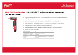 MILWAUKEE M12 FPXP M12 FUEL™ subkompaktní expandér UPONOR® Q&E 4933472021 A4 PDF