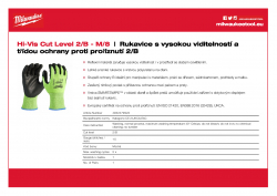 MILWAUKEE Hi-Vis Cut Level 2/B Gloves Rukavice s vysokou viditelností a třídou ochrany proti proříznutí 2/B - 8/M - 1 ks 4932479922 A4 PDF