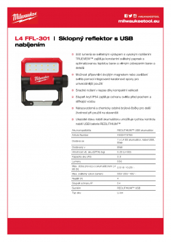 MILWAUKEE L4 FFL Sklopný reflektor s USB nabíjením 4933479766 A4 PDF