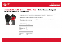 MILWAUKEE Impact Cut Level 5 Gloves Rukavice odolné proti nárazu a proříznutí, úroveň 5/E - 10/XL - 1 ks 4932479572 A4 PDF