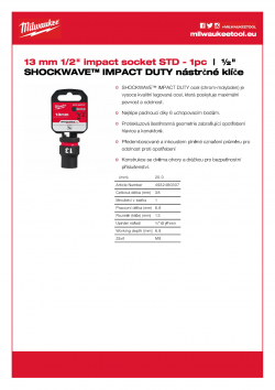 MILWAUKEE 1/2" impact sockets - std II  4932480307 A4 PDF