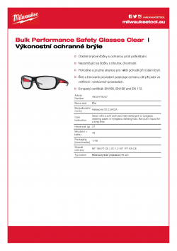 MILWAUKEE Performance Safety Glasses  4932479027 A4 PDF