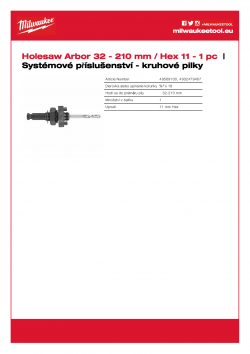 MILWAUKEE Holesaw System Attachments Unašeč 4932479467 A4 PDF