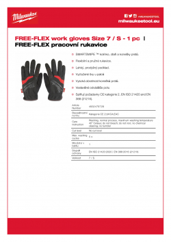 MILWAUKEE FREE-FLEX work gloves FREE-FLEX pracovní rukavice - S/7 - 1 ks 4932479729 A4 PDF